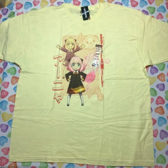 Sky Family Men’s Yellow Crew Neck TShirt Short Sleeve with Spy Family Cartoon - Picture 2 of 3